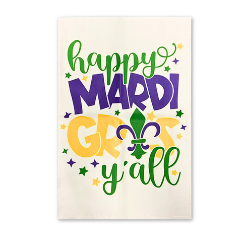 Happy Mardi Gras Y'll Garden Flag with Fleur De Lis (Each)