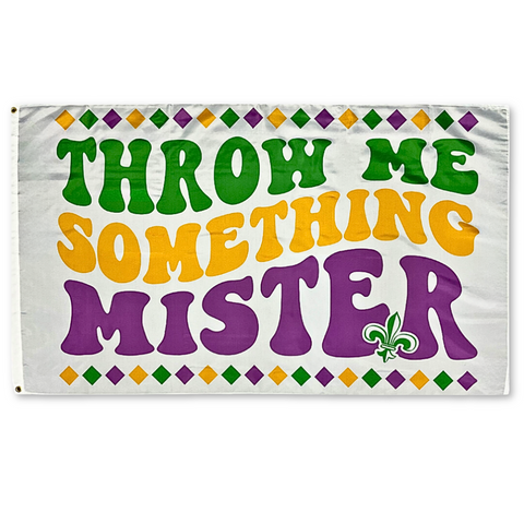 Throw Me Something Mister with Fleur De Lis 3'x5' (Each)