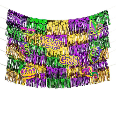 Mardi Gras Fringe Garland Backdrop (Each)