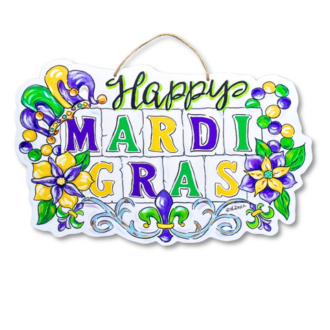 Happy Mardi Gras Door Hanger (Each)