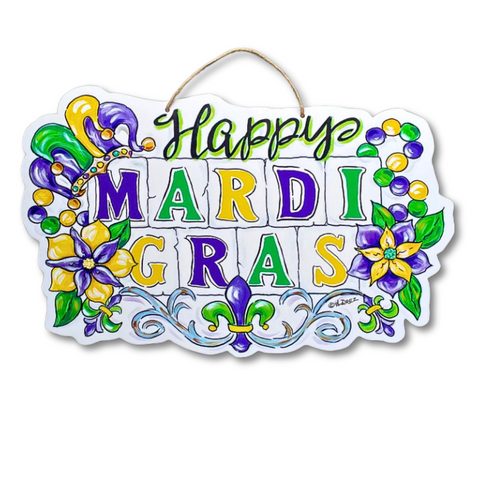 Happy Mardi Gras Door Hanger (Each)