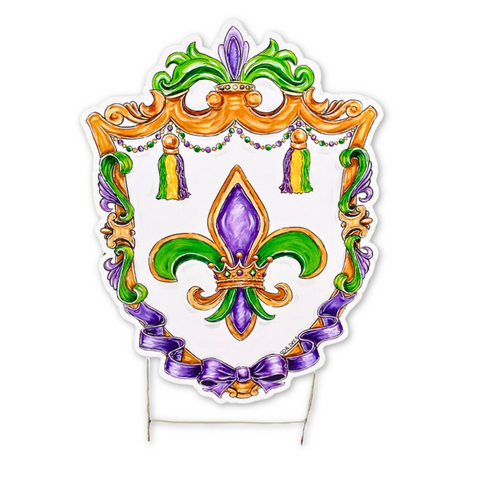 Mardi Gras Fleur de Lis Crest Yard Sign (Each)