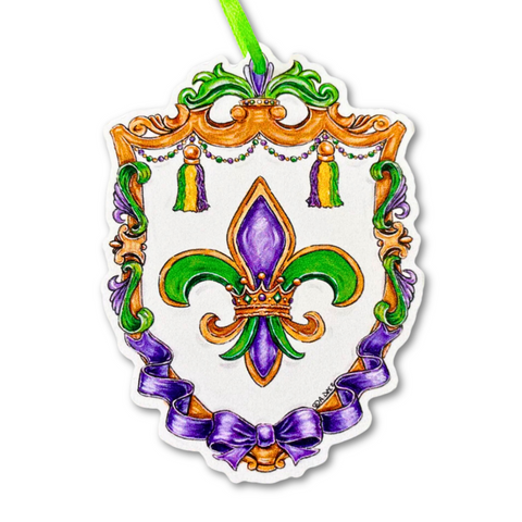 Mardi Gras Fleur de Lis Crest Ornament (Each)