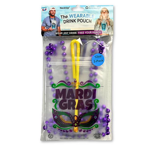 Mardi Gras Wearable Drink Pouches (2 Pack)