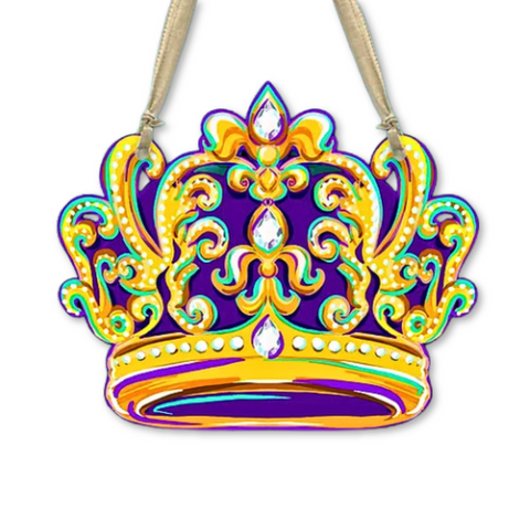 Mardi Gras Vibrant Crown Door Hanger (Each)