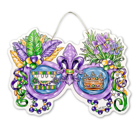 Purple Mardi Gras Royalty Sunglasses Door Hanger (Each)