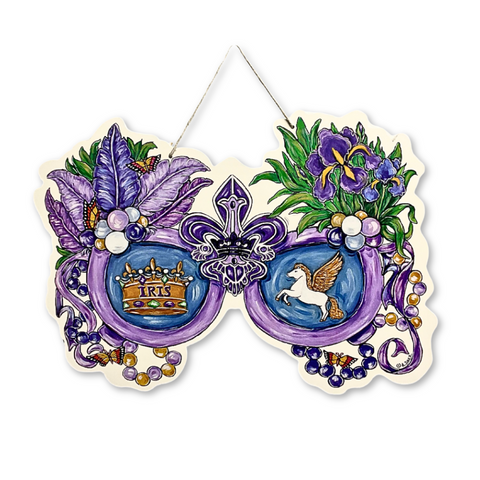 Purple Mardi Gras Royalty Sunglasses Door Hanger (Each)