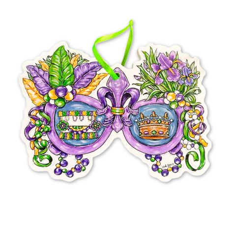 Purple Sunglasses Mardi Gras Ornament (Each)