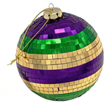 100mm Mardi Gras Stripe Mirror Ball Ornament (Each)