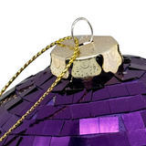 100mm Mardi Gras Stripe Mirror Ball Ornament (Each)