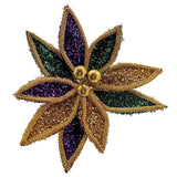 14" Mardi Gras Glitter Edge Poinsettia Pick (Each)