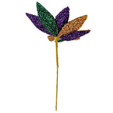 14" Mardi Gras Glitter Edge Poinsettia Pick (Each)