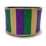 2.5" x 10yd Mardi Gras Horizontal Glitter Stripe Ribbon (Each)