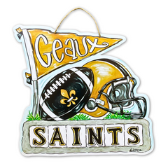 Black and Gold Geaux Saints Door Hanger (Each)