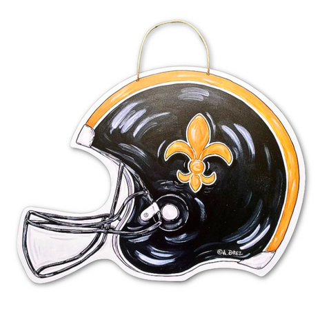 Black and Gold Football Helmet Door Hanger (Each)