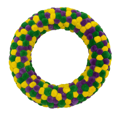 15" Purple, Green, and Yellow Pom Pom Felt Wreath (Each)