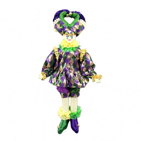33" Mardi Gras Purple, Green, and Yellow Harlequin Standing Jester (Each)
