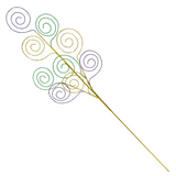 30" Purple, Green and Gold Mardi Gras Glittered Fern Leaf Spray (Each)