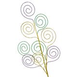 30" Purple, Green and Gold Mardi Gras Glittered Fern Leaf Spray (Each)