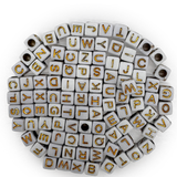 White and Gold Letter Beads (Pack of 200)