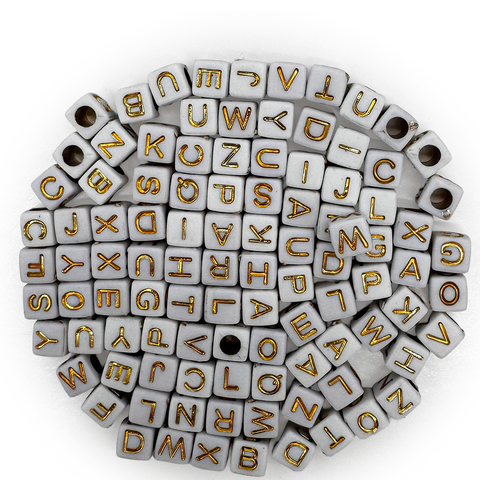 White and Gold Letter Beads (Pack of 200)