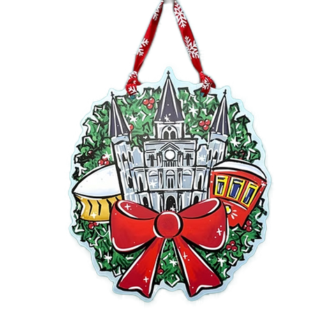 Christmas Nola Wreath Door Hanger 15.5" x 18" (Each)