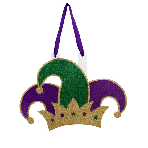 18" x 20" Mardi Gras Glitter Jester Hat Decoration (Each)