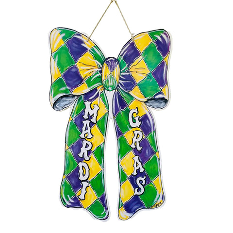 Mardi Gras Harlequin Bow Door Hanger (Each)