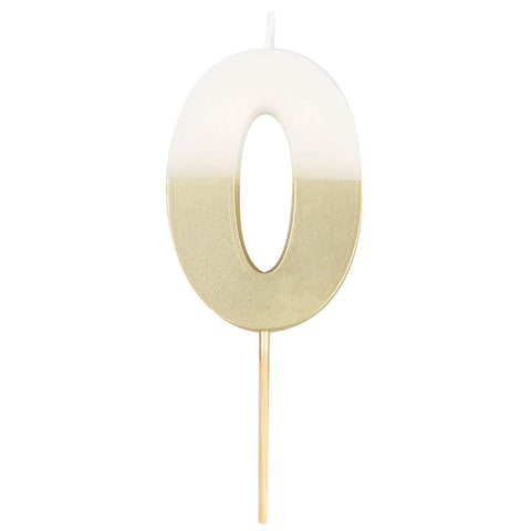 Meri Meri Gold Dipped Number "0" Candle (Each)