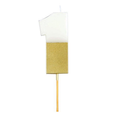 Meri Meri Gold Dipped Number "1" Candle (Each)