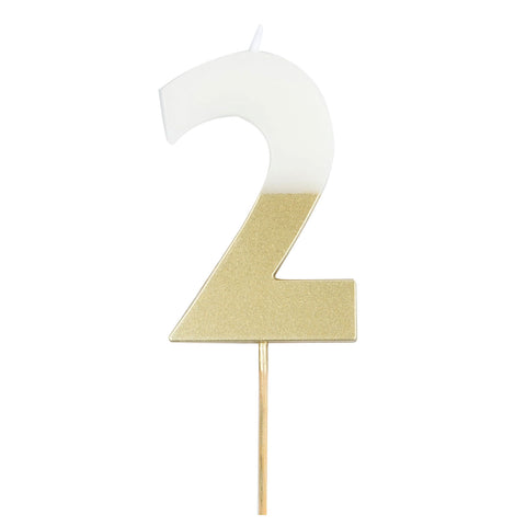 Meri Meri Gold Dipped Number "2" Candle (Each)