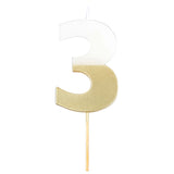 Meri Meri Gold Dipped Number "3" Candle (Each)