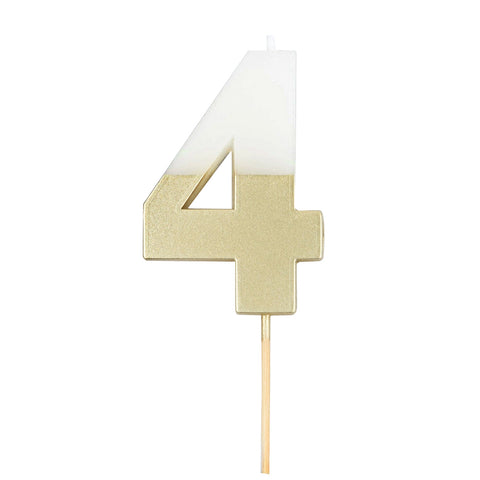 Meri Meri Gold Dipped Number "4" Candle (Each)
