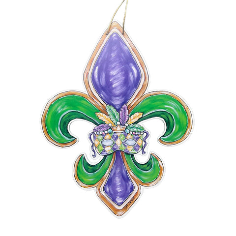 Mardi Gras Fleur de Lis and Mask Door Hanger (Each)