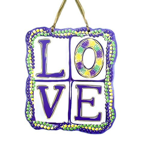 Mardi Gras Love Tile Door Hanger (Each)