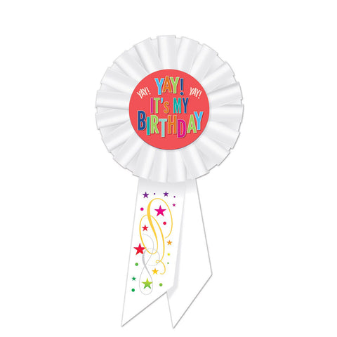 Yay! It's My Birthday Rosette 3" x 6.5" (Each)