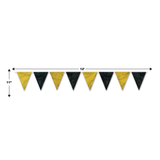 Black & Gold Pennant Banner, 11" X 12', All Weather (Each)