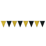 Black & Gold Pennant Banner, 11" X 12', All Weather (Each)