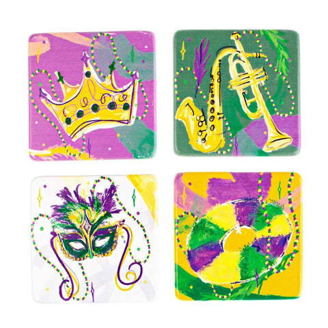 Mardi Gras Mask Coasters (Set of 4)