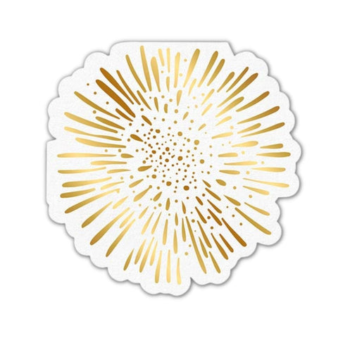 White with Gold Foil Design Firework Shaped Napkin - (Pack of 20)