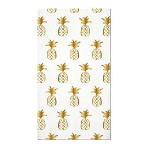 15.75" x 12" White Pineapple Foil Guest Towels - (Pack of 16)