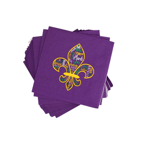 Mardi Gras Fleur Cocktail Napkins (Pack of 20)