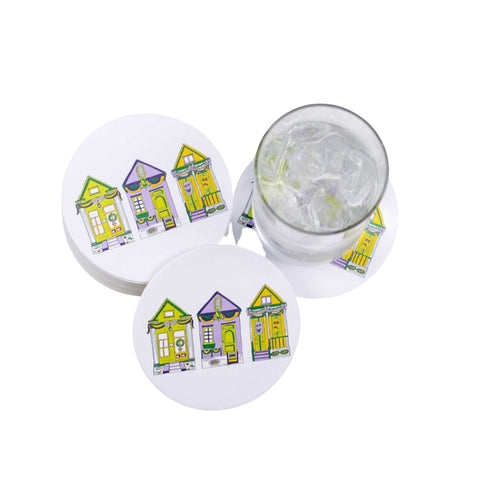 Mardi Gras Houses Reversible Paper Coasters (Pack of 20)