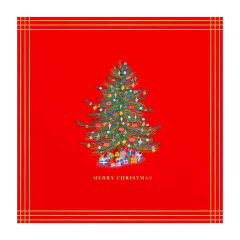 5" Christmas Tree Red Foil Napkins (Pack)