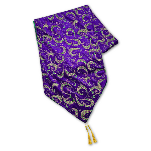 72" Reversible Mardi Gras Table Runner in Purple and Green (Each)