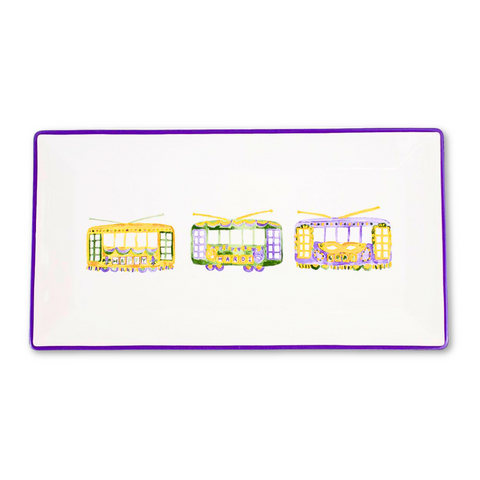 Mardi Gras Streetcar Rectangle Platter (Each)