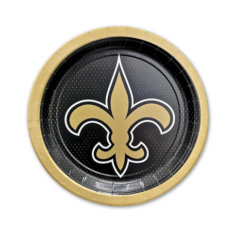 9" New Orleans Saints Round Plates (Pack of 8)