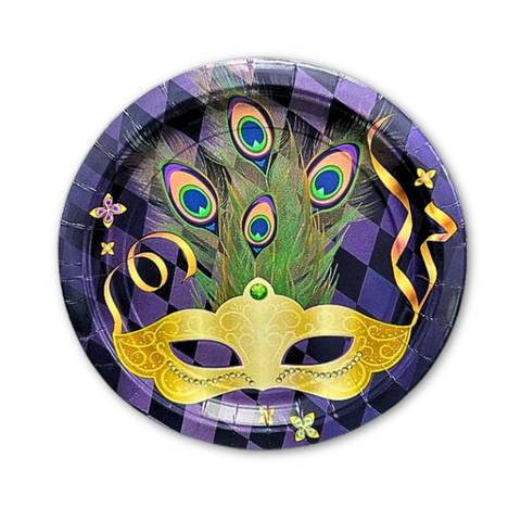 Mardi Gras 9" Masquerade Round Plates (Pack of 8)