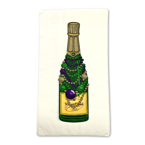 Mardi Gras Bead Champagne Bottle Guest Napkins (Each)