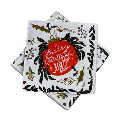 Merry Christmas Y'all Cocktail Napkins (Pack of 20)